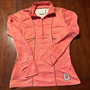 Ohio State Buckeyes Women's Orange Heathered Long Sleeve 1/4‎ Zip Athletic Top M